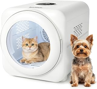 Automatic Pet Dryer Box, 360 Fast Dry Cat Dryer for Small Dogs | Ultra Quiet,26–45 Deg C Temp Control,3 Adjustable Wind Speed Settings,3 Million Negative Ions,55L Large Capacity for Cats