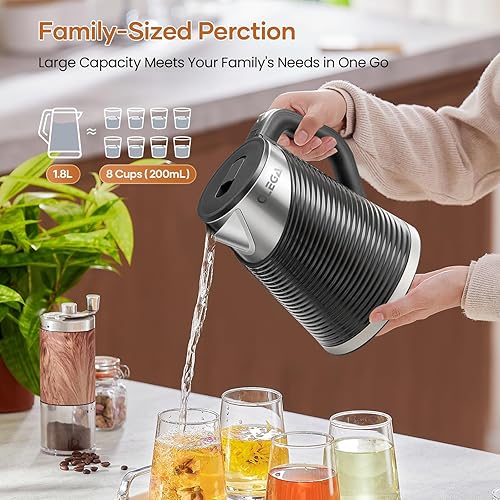 Miniatura 4 de OLEGA Hervidor Eléctrico – Hervidor de té eléctrico de 1500W, hervidor eléctrico con interior de acero inoxidable de 1.8L para agua hirviendo, Negro