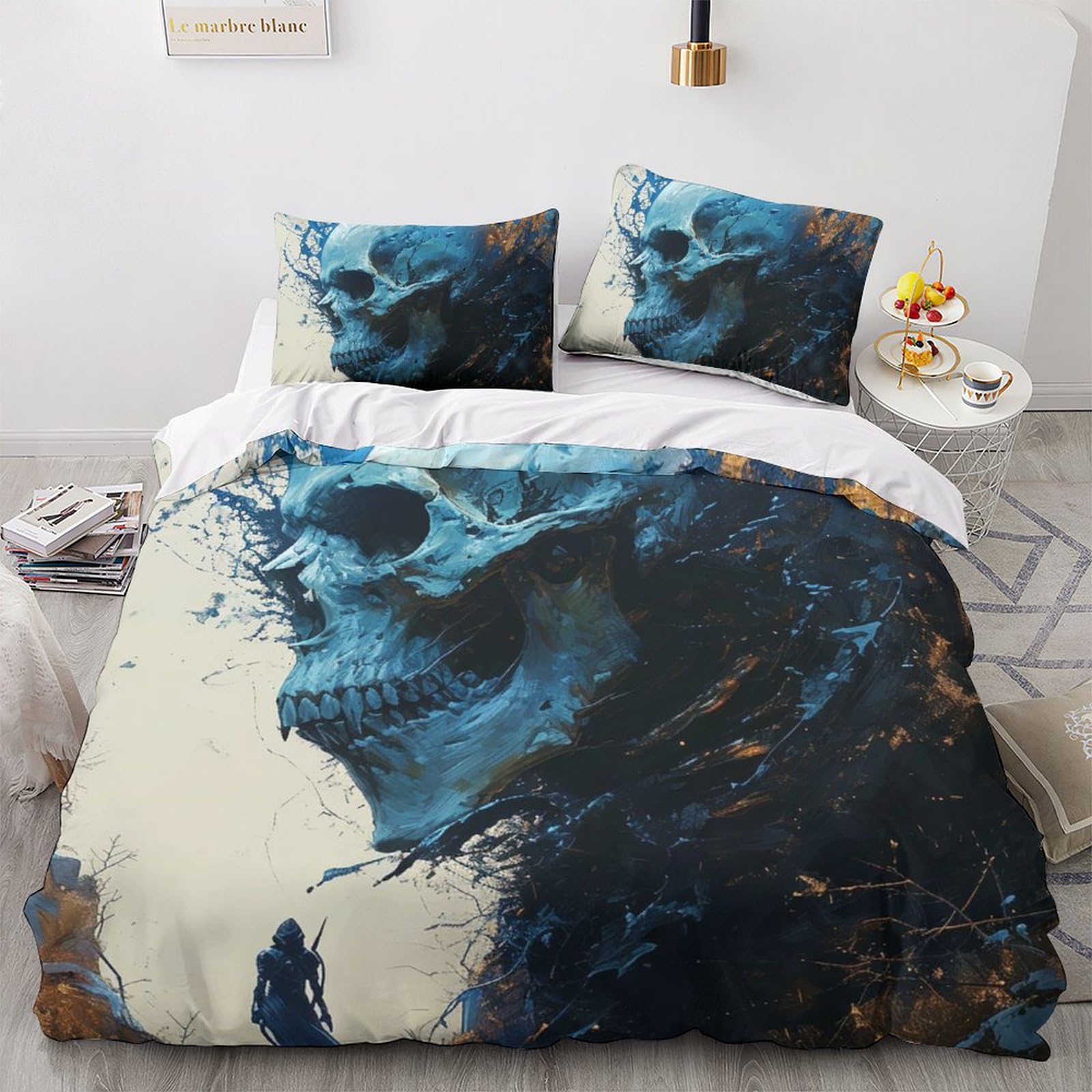 Housse de couette cyberpunk squelette anti-acarien 200x200