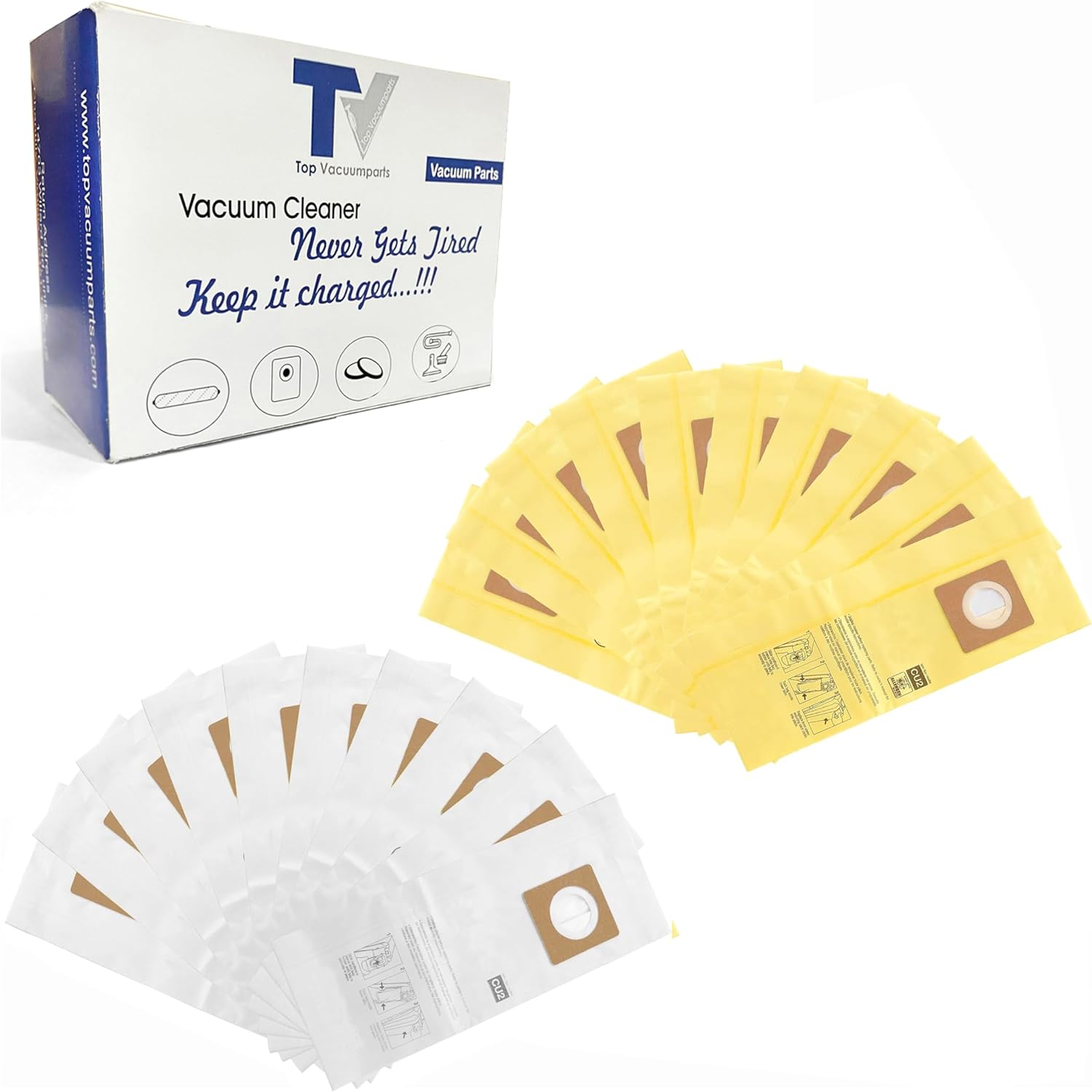 20 Replacement for Hoover Commercial Hushtone CU2 Upright Cleaners Bags CH54013 CH54015 CH54113 CH54115# Replac part AH10243, AH10143 (Yellow AND White Bags) Qualty bag for Hushtone