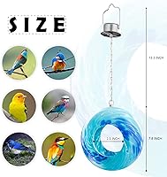 Vista 6 de VCUTEKA Comedero Solar para Pájaros Fly Through para Exteriores Colgante con Recipiente de Vidrio de Forma Redonda para Atraer Más Aves Silvestres