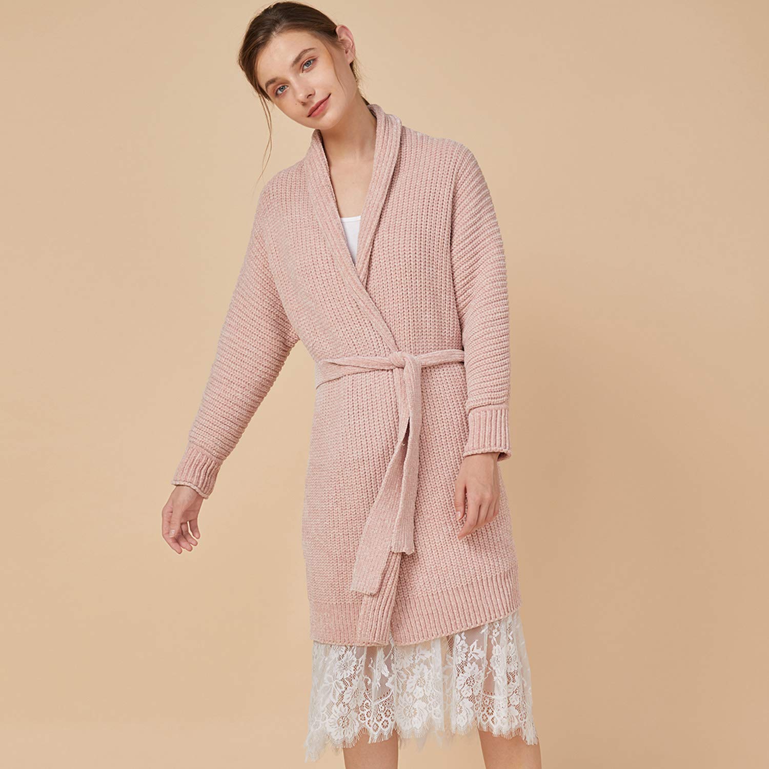Pijamas Suaves De Chenilla, Batas De Baño De Color Rosa De Manga Larga, Batas Holgadas Y Sueltas, Suéteres Otoñales M