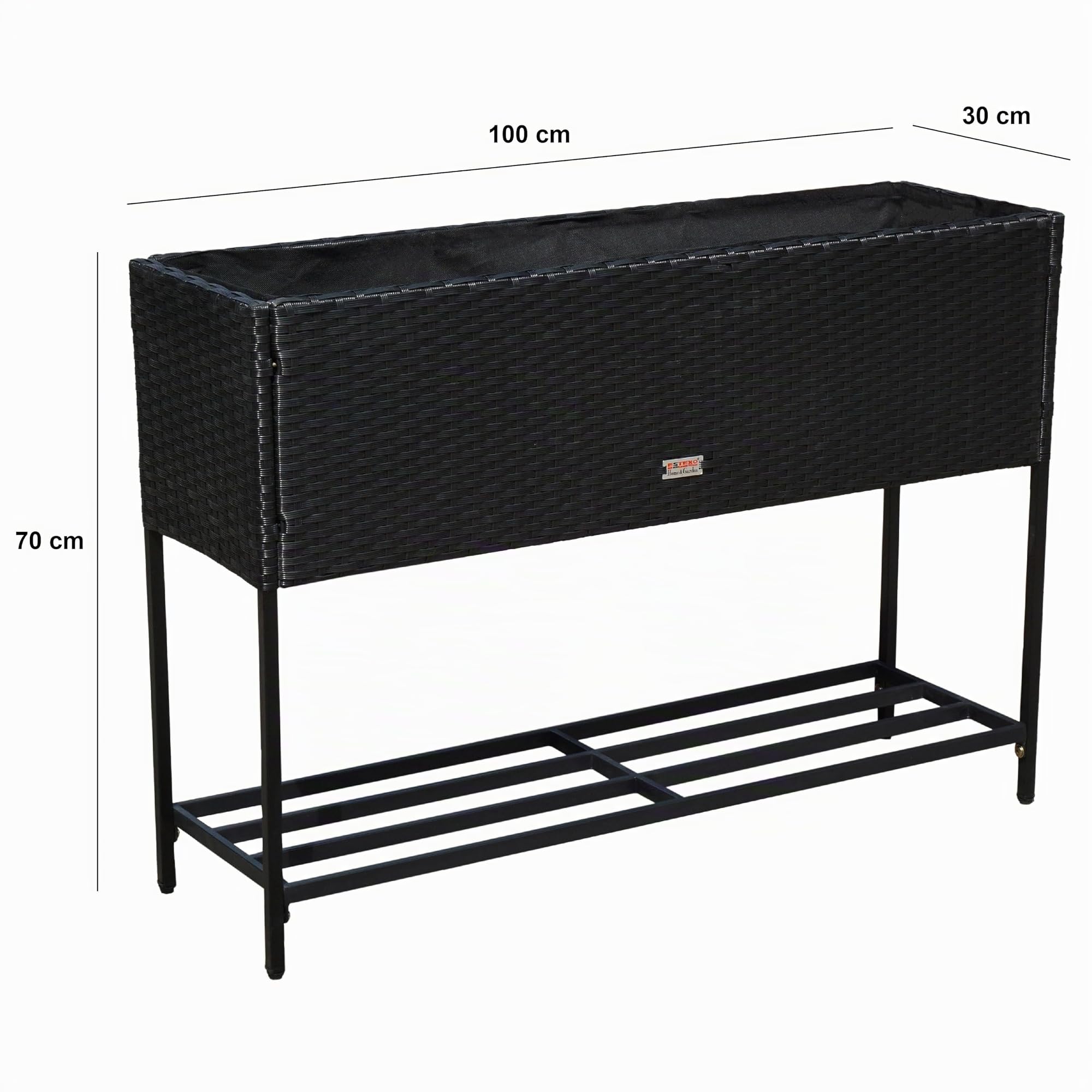 ESTEXO Polyrattan Hochbeet Blumenbeet 100x30x70 cm Pflanzbeet Kräuterbeet Gemüsebeet Frühbeet (Schwarz)