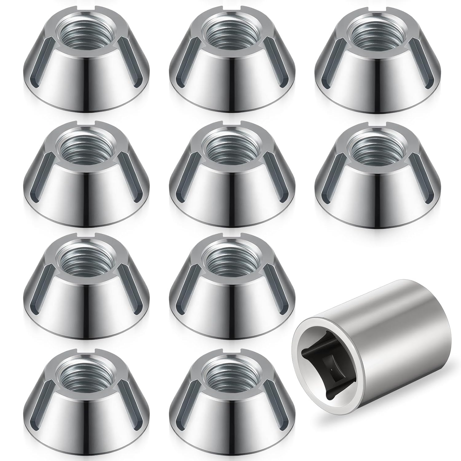 11 Pcs Include Installation Tool and 10 Pcs 3/8-16 Tri-Groove Tamper Proof Security Nuts, Tamper Proof Security Nuts, #30, Trident, Galvanized Steel