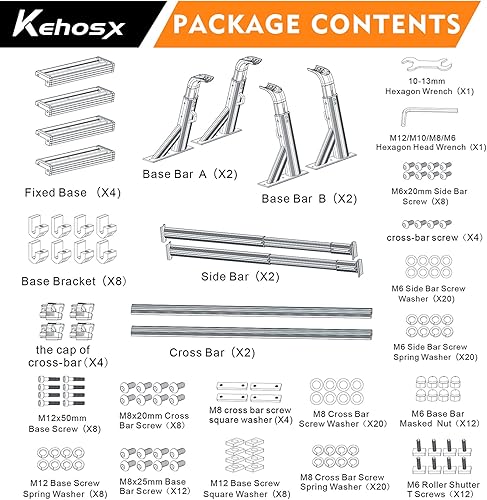 Miniatura 8 de Kehosx Estante de barra enrollable, estante de escalera de aluminio para camioneta, plataforma universal de aluminio, estante de cama resistente de
