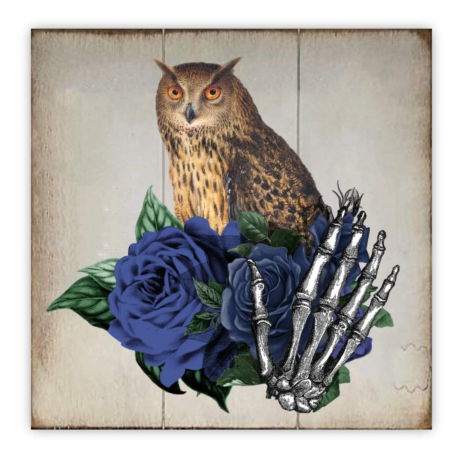 Plaque en bois Halloween crâne fleur bleue : l'atout charme et mystère pour vos toilettes