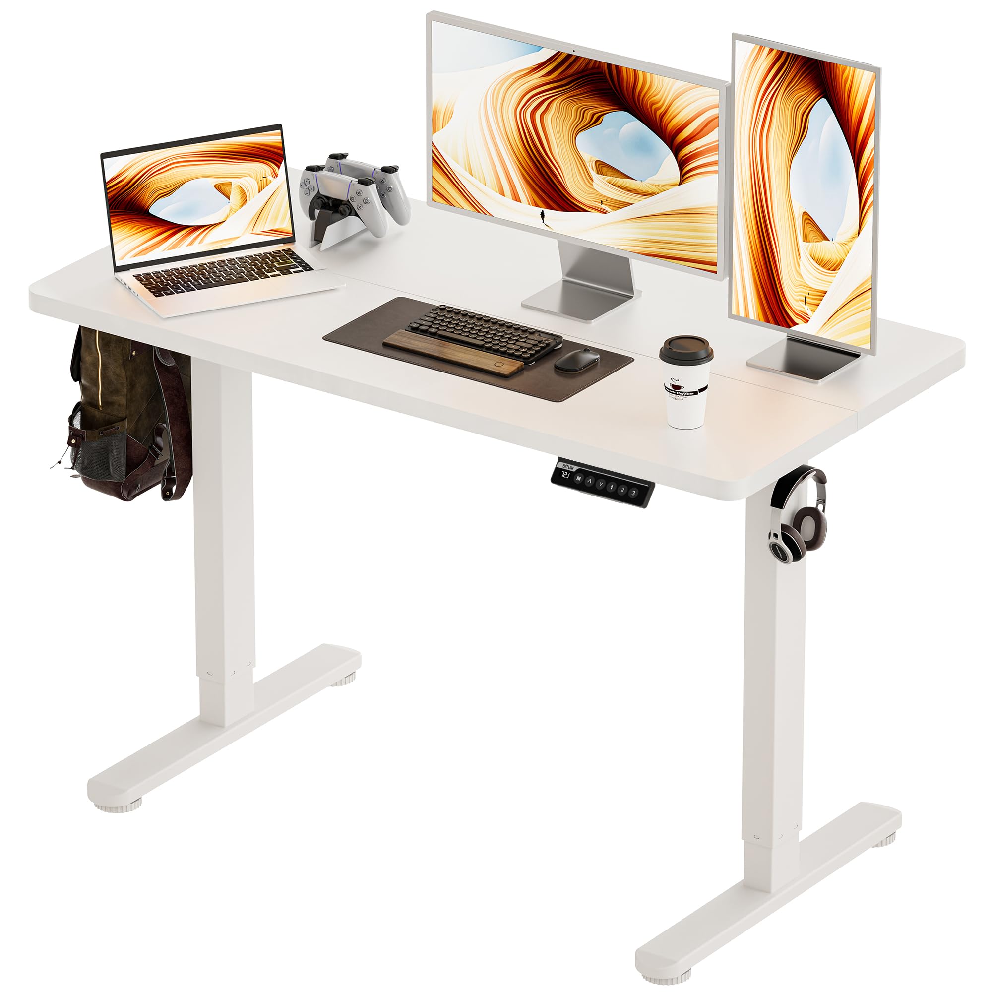 BIZUM Standing Desk Electric Adjustable Computer Desk-Stand up Desk Office Gaming Home Office Memory Desks 48x24 inches White