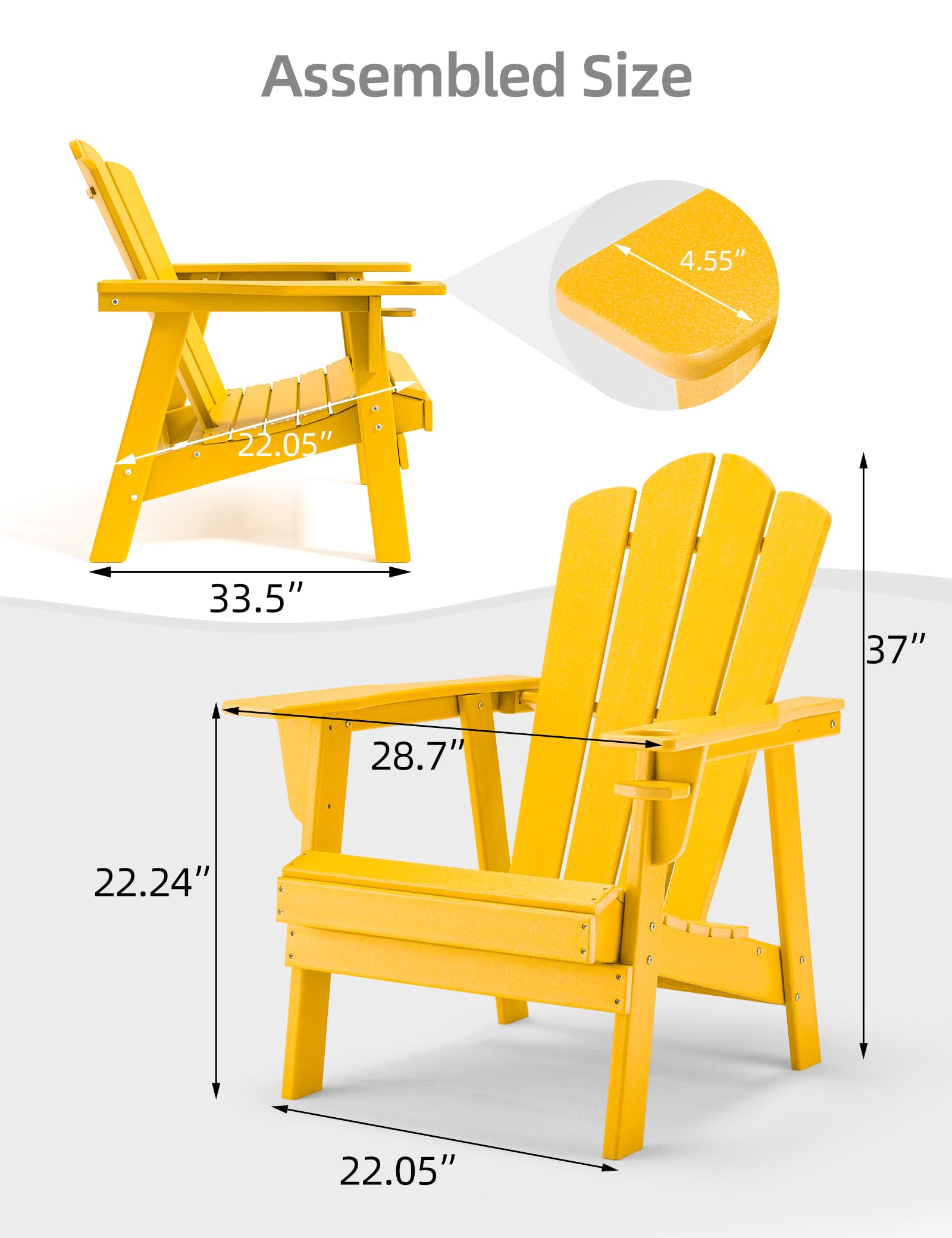 Adirondack Klappstuhl Aus HDPE-Kunststoff | Wetterfest Mit Holzoptik, Getränkehalter & Hoher Tragkraft