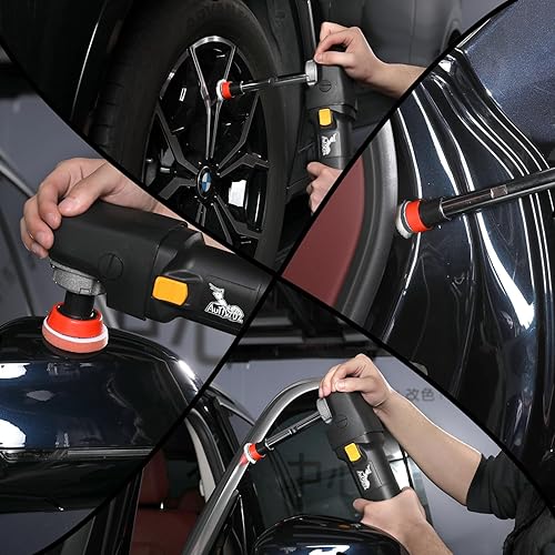 Miniatura 8 de Mini pulidora de búfer, cera pulidora de automóvil, máquina pulidora rotativa de 600 W con kit de pulido de 33 piezas, con almohadillas de base de