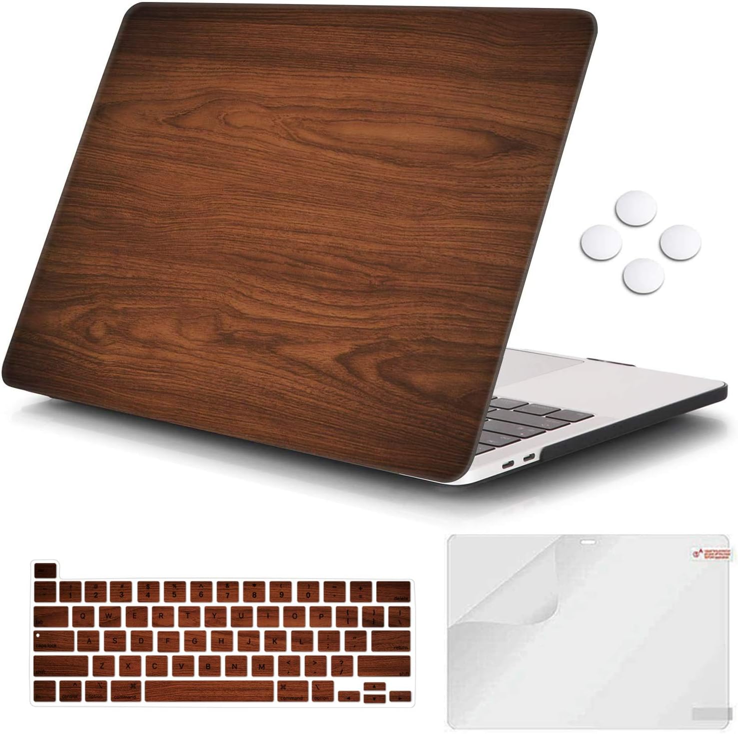iCasso Compatible with MacBook Pro 13 inch Case 2020 Release A2338M1/A2251/A2289, Hard Shell Case & Keyboard Cover & Screen Protector Only for Newest MacBook Pro 13'' with Touch Bar - Brown Woodgrain
