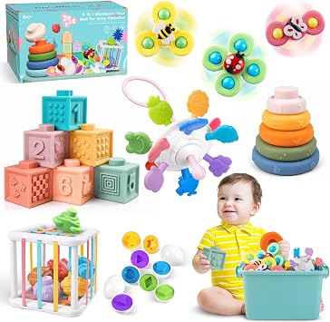 Plunack Montessori Baby Toys 6 in 1 Sensory Developmental Learning Set