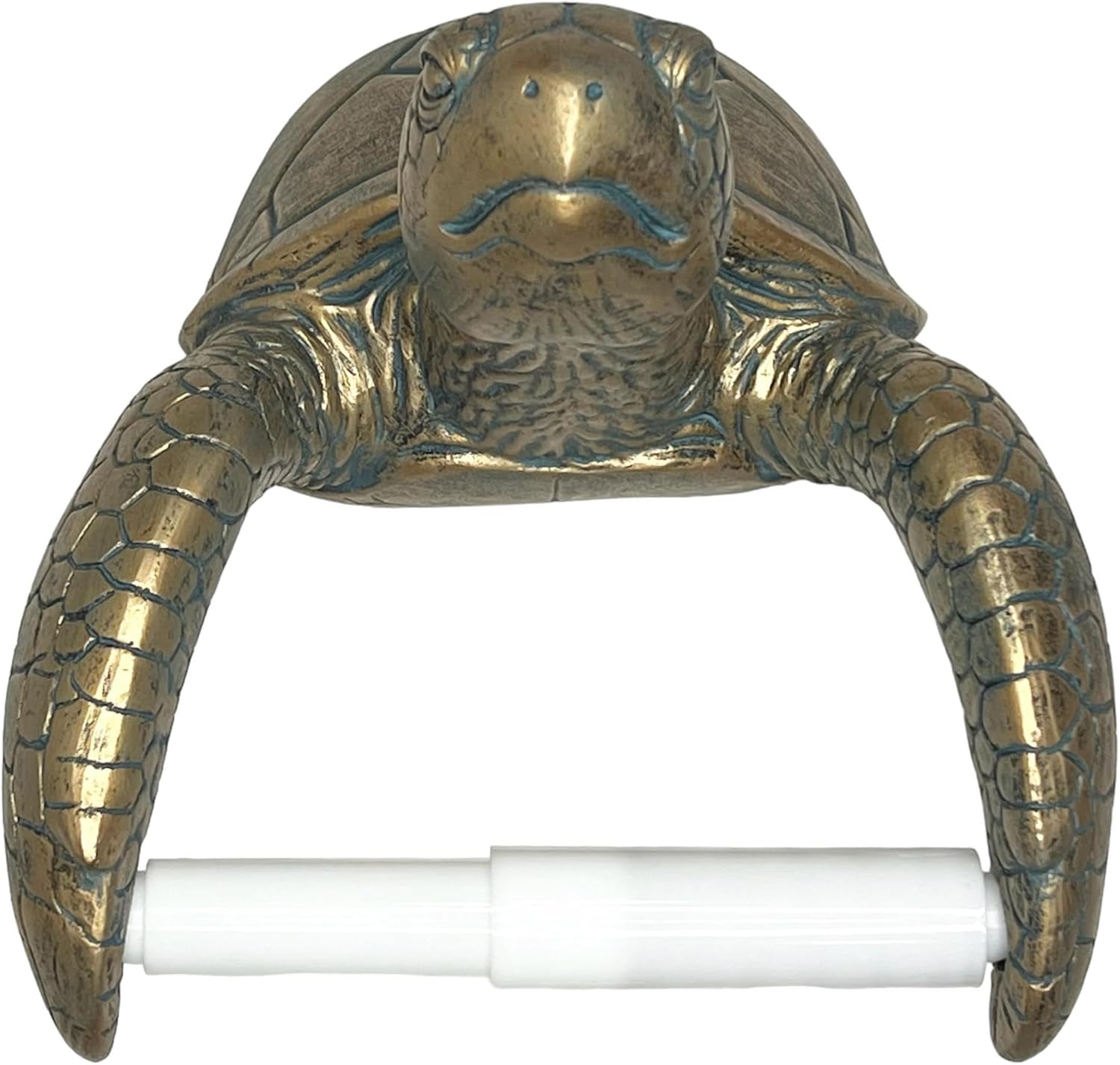 Sea Turtle Wall Mount Toilet Paper Roll Holder Rustic Nautical Beach Coastal Decor – Bronze Verdigris Finish