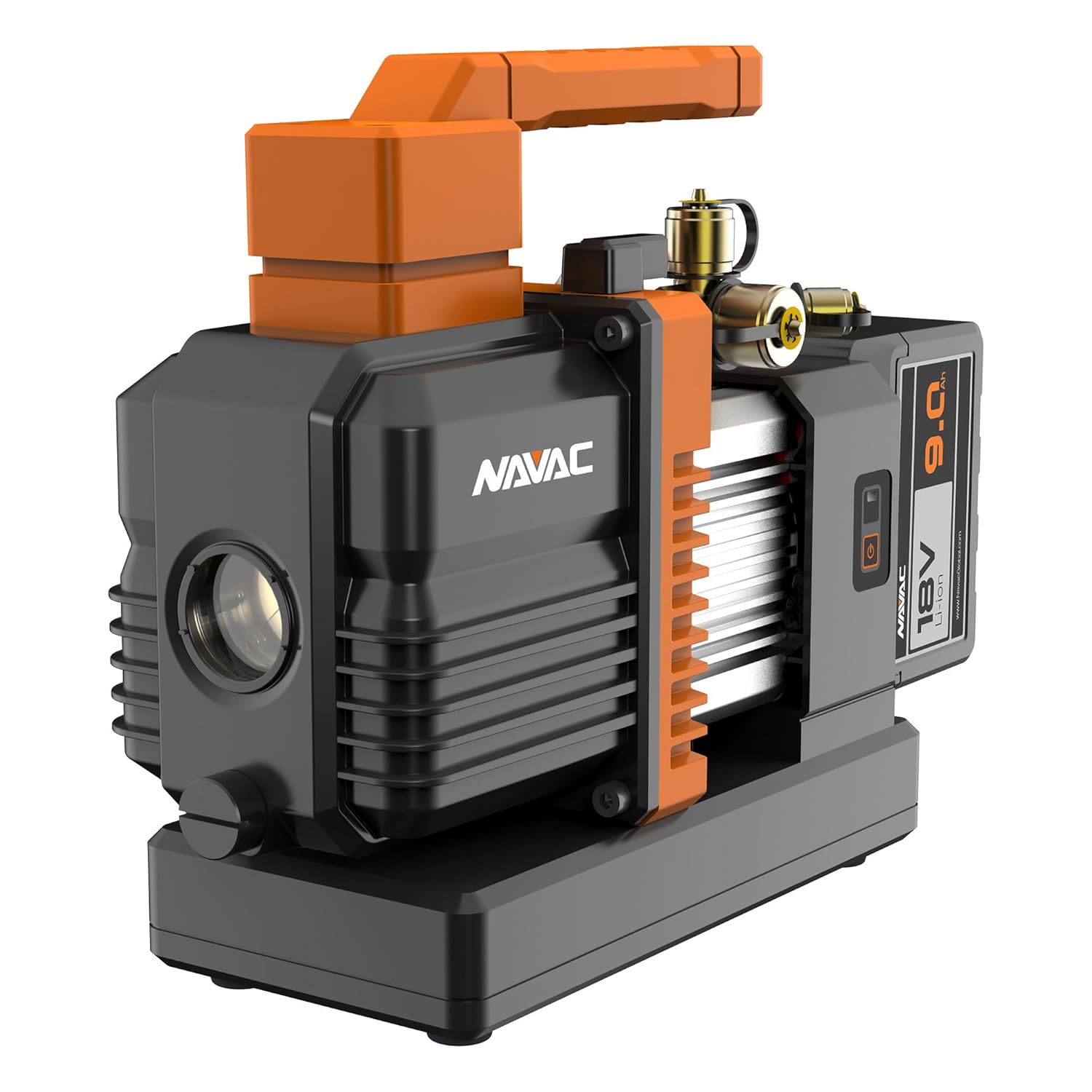 NAVAC NP6DLM Cordless Vacuum Pump - 15 Micron Dual-Stage, DC Motor, 6 CFM Rotary Vane - Built-in Check Valve - Portable Lithium-Ion Power - HVAC Vacuum Pump for Field Technicians
