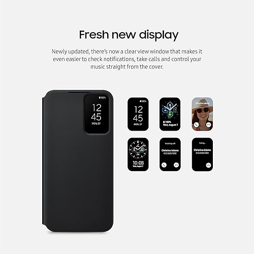 Miniatura 6 de Samsung Funda protectora para teléfono Galaxy S22 S-View, control de grifo, diseño de vanguardia, versión estadounidense, negro, (EF-ZS901CBEGUS)