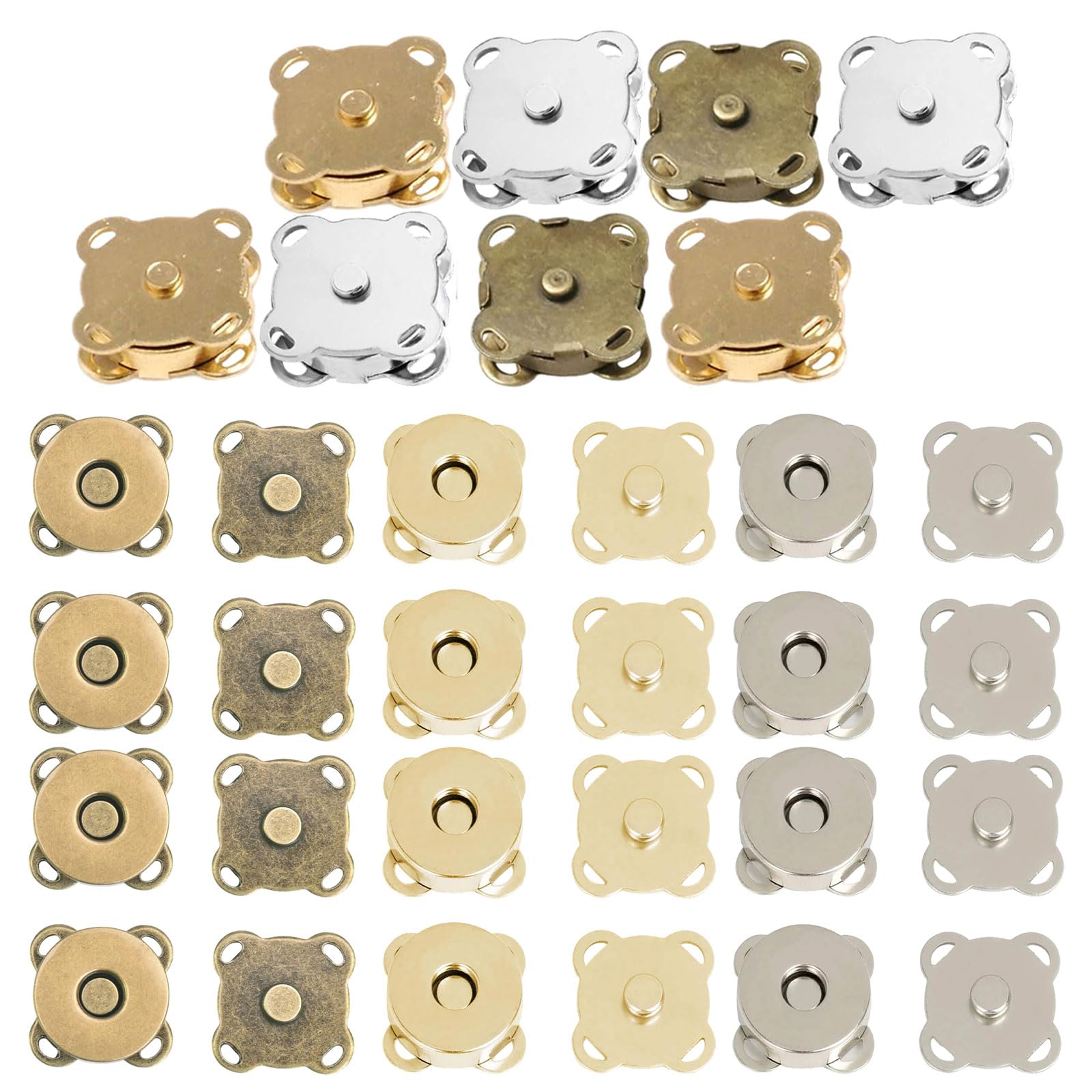 12 Sets Magnetic Snaps Button, Sewing Closures Fastener, 14mm/0.55 Metal Clasps Button Hardware Accessories for Clothes Bag Leather DIY Handbag Purse Wallet Craft