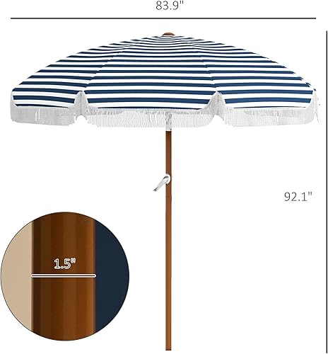 Miniatura 7 de Outsunny Sombrilla de patio al aire libre de 7 x 7 pies con inclinación, ventilación, sombrilla de mesa de mercado con volantes y volantes con
