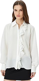 قميص عصري بأكمام طويلة للنساء من كوتون