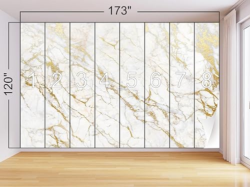 Miniatura 5 de Papel tapiz de pared de mármol dorado para dormitorio (no se puede despegar y pegar)