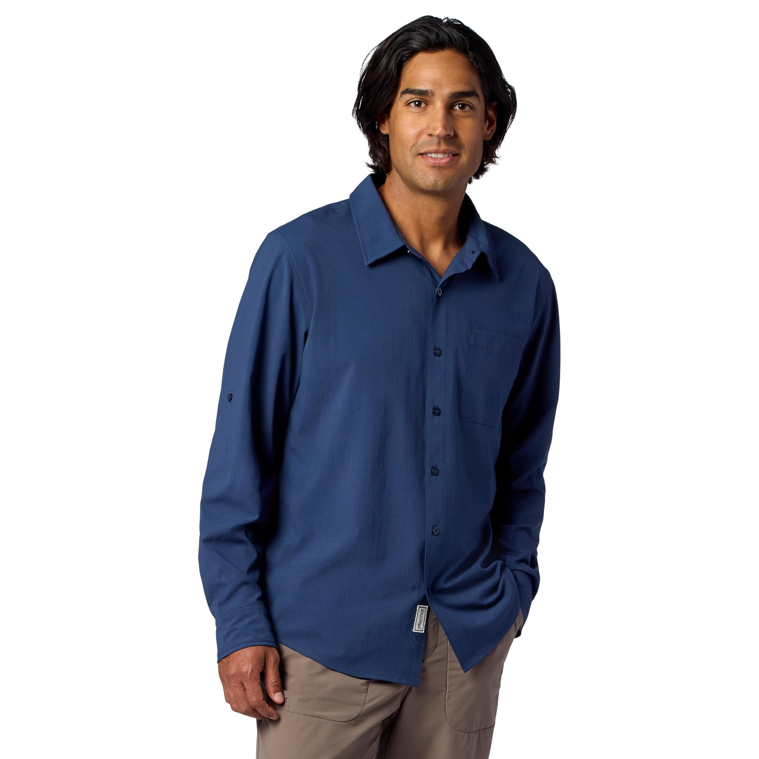 MARMOT Men's Standard AirExchange Long Sleeve Shirt, Nightfall Navy, Medium