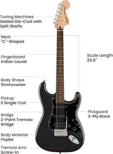 Miniatura 139 de Fender Squier Affinity Stratocaster - Paquete azul Lake Placid con amplificador Frontman 10G, estuche, afinador, cable de instrumento, correa, púas