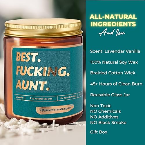 Miniatura 3 de Regalos para tía, vela de cumpleaños con la frase "Best Aunt Ever", divertida vela perfumada para tías, regalo de cumpleaños de tía de sobrina,