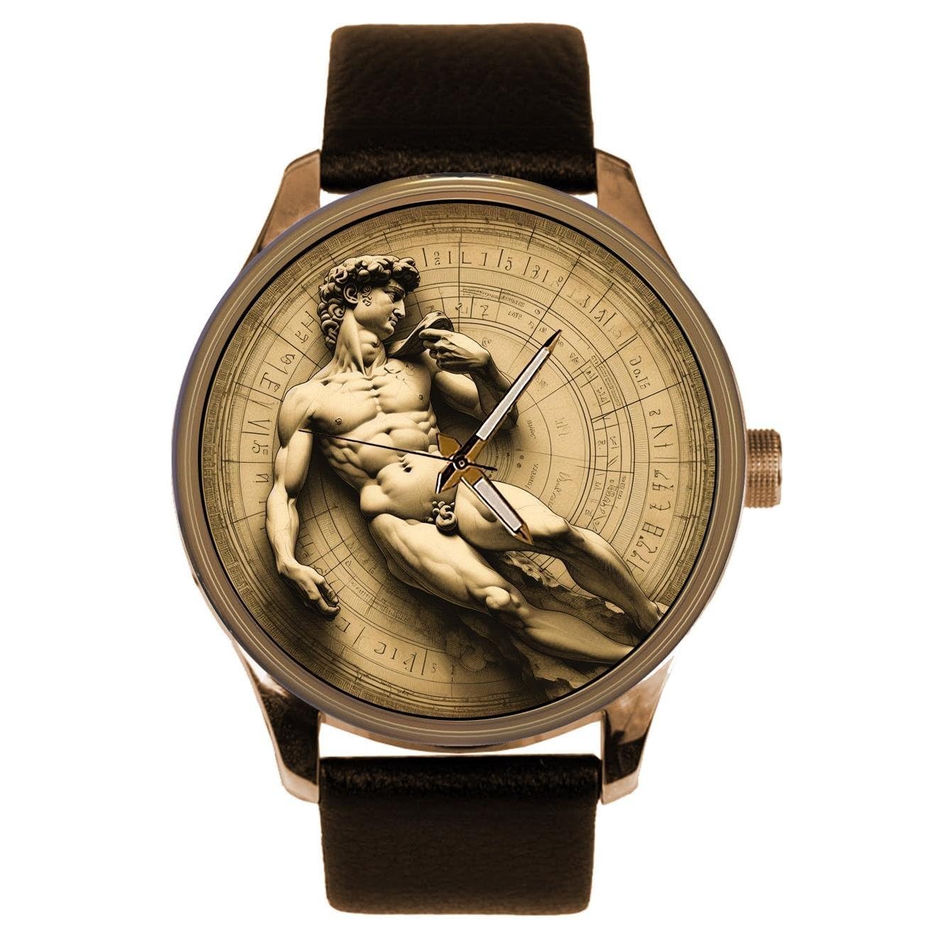 Michelangelo “David” Renaissance Masterpiece Watch – Florence Accademia Sculpture Dial – Alabaster Art Solid Brass Luxury Edition