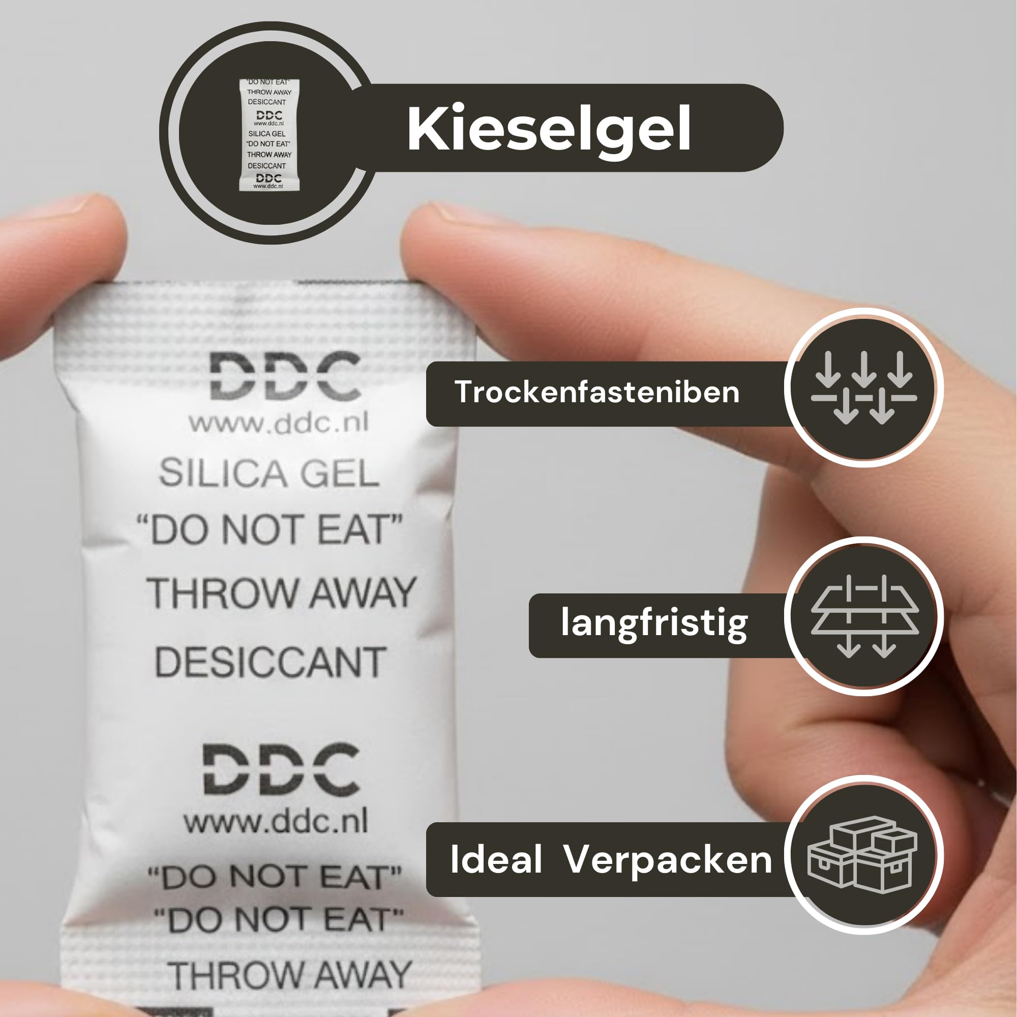 DDC Silica Gel Trockenmittel 1 g – Feuchtigkeitsabsorber Granulat für Elektronik & Aufbewahrungsboxen – 5x1000 Stk. Wiederverwendbares Silikat-Trockenmittel für Sammlerstücke & Waren