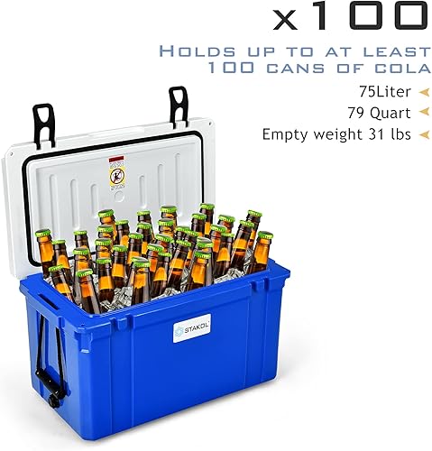 Miniatura 2 de Goplus Enfriador de 265879 cuartos de galón, baúl de hielo con retención de hielo de 4 días, pestillo antifugas, enfriador duro resistente,