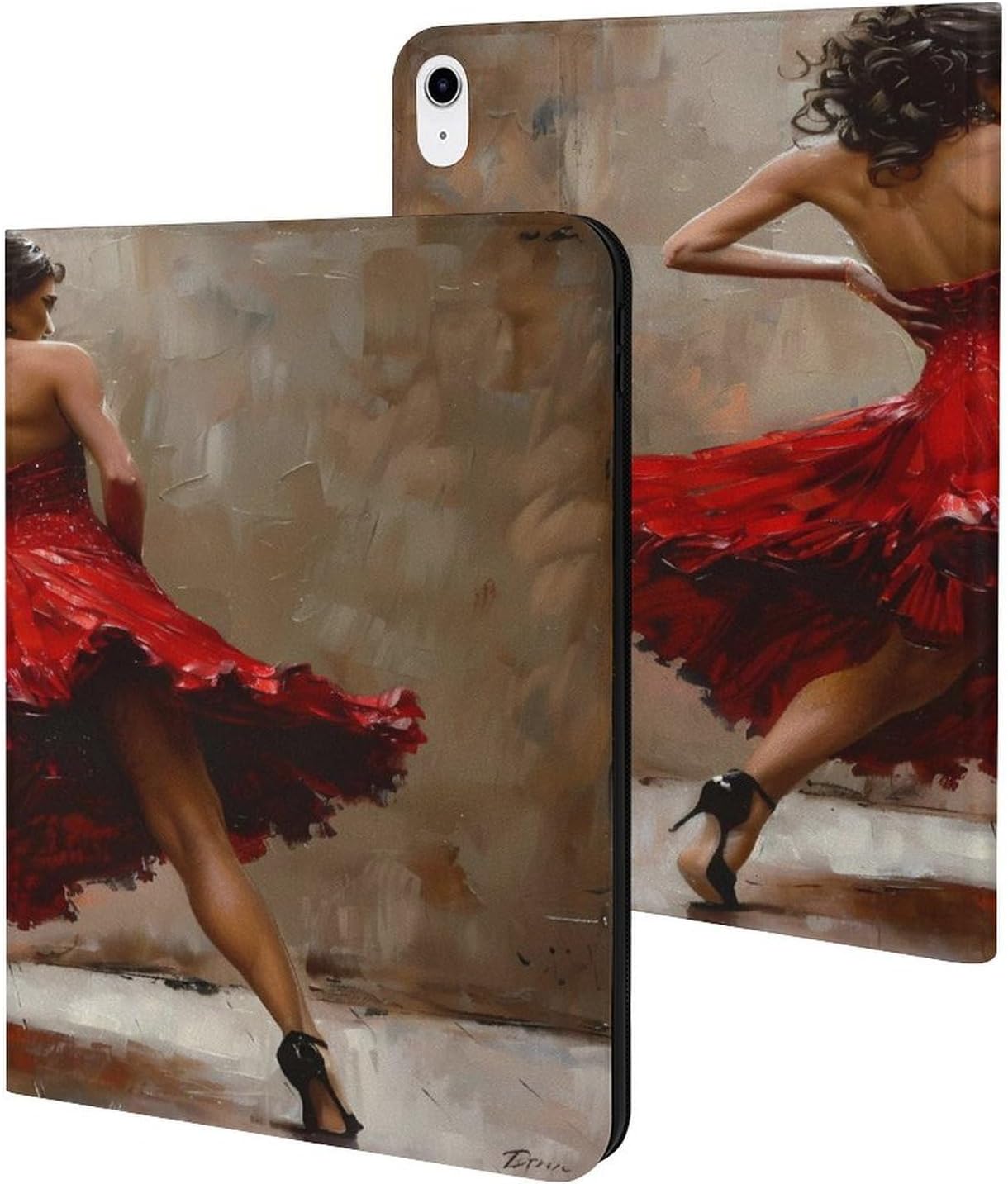 Black Women Dance in Red Dress Printed Case Trifold Stand Protective Cover Compatible with iPad 10代 (10.9in)