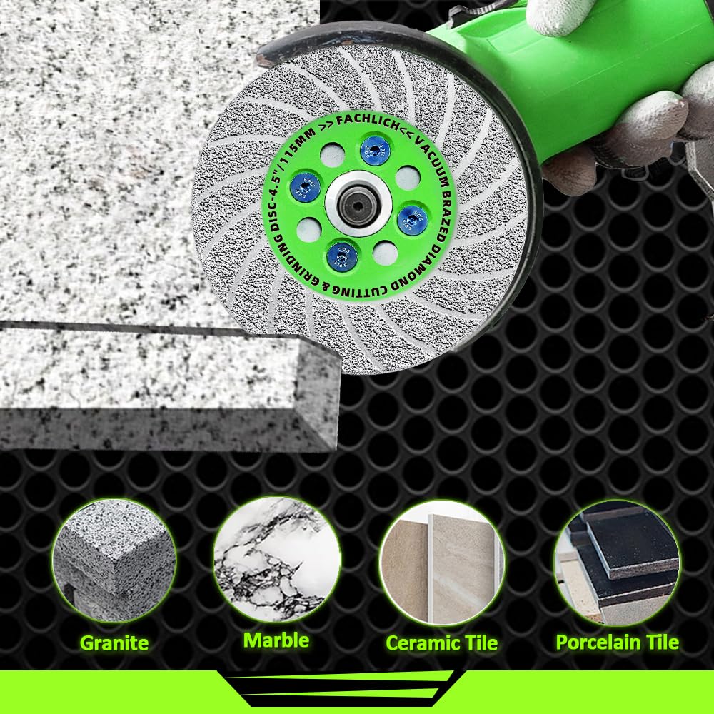 4-1/2 Inch Tile Saw Blade - Diamond Grinding Disc Cutting Disc Wheel for Cutting Grinding Marble Granite Concrete Porcelain Ceramic Tile,5/8-Inch-11 Arbor