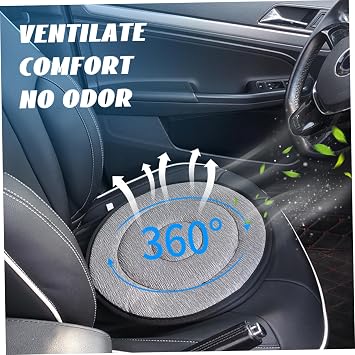 Swivel Car Seat 18x16in Breathable Ergonomic 360 Rotating Seat Cushion for Car with Insert & Strap Cushion for Elderly, Disabled, Pregnant Woman
