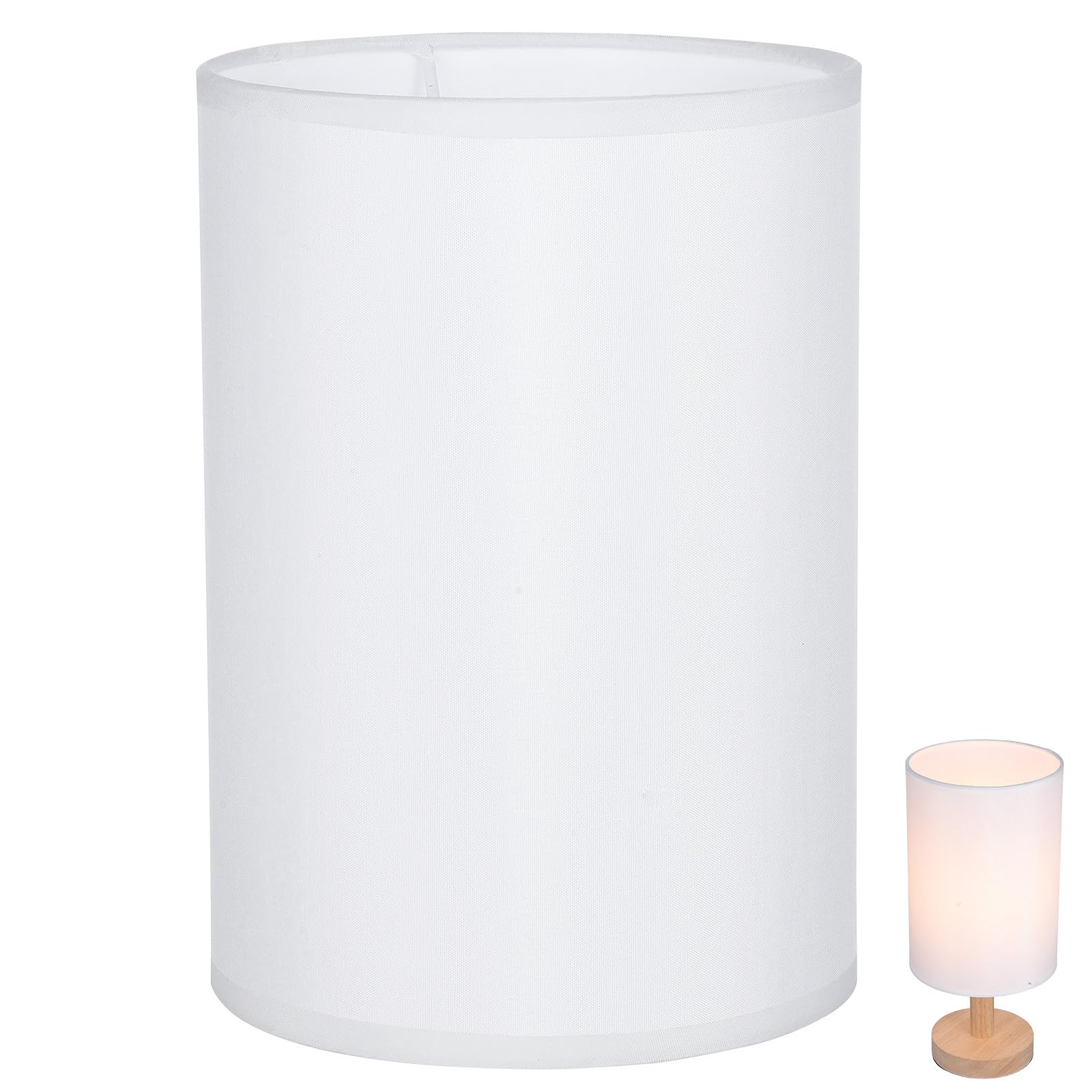 TOYANDONA Cylinder Lamp Shade - E27 Barrel Fabric Lampshade, Modern Lampshades Easy Fit Pendant Light Shades Ceiling for Living Room, Bedroom, Kitchen, Hallway (White, 5. 5x8)