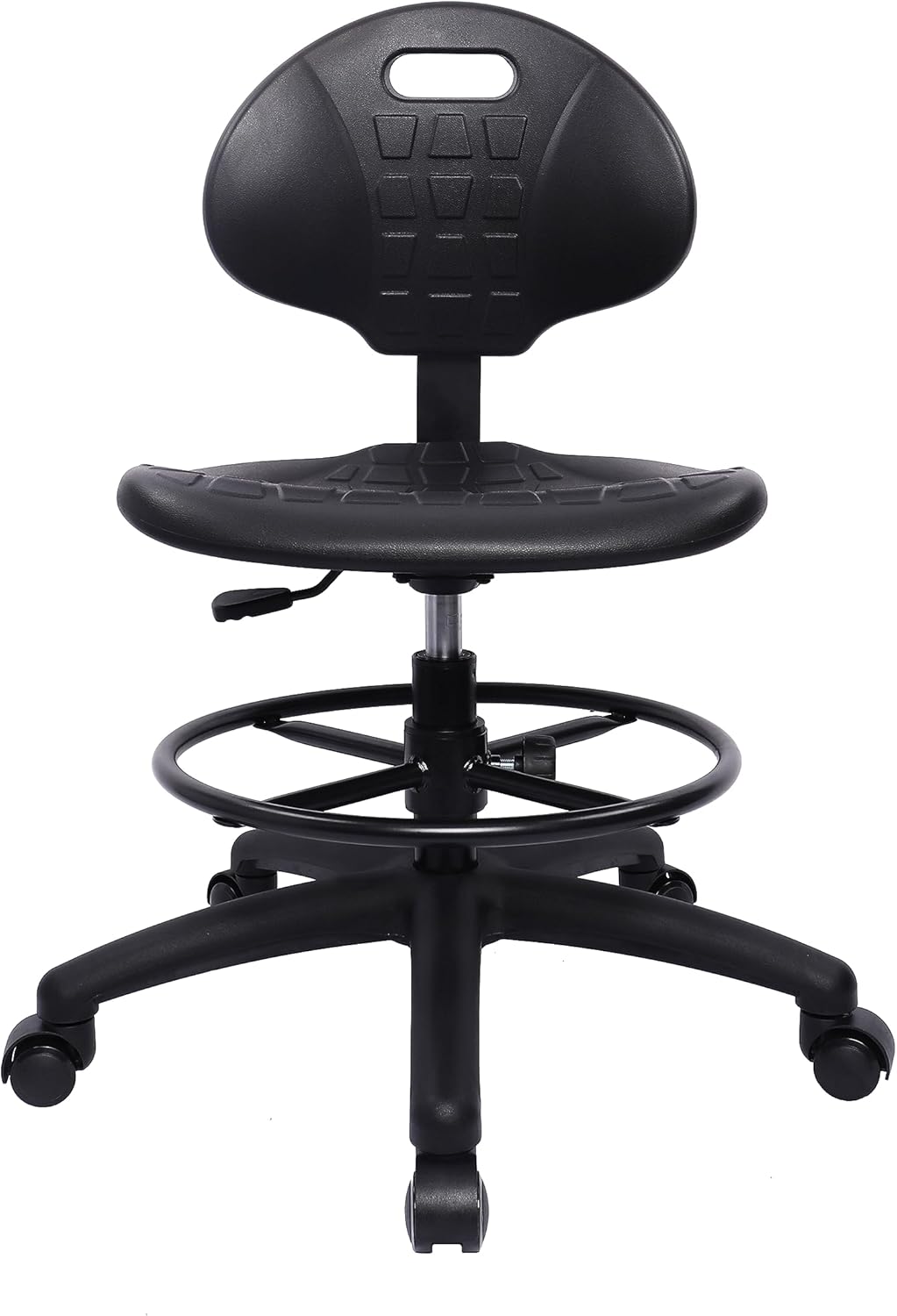 TAKE UR SEAT Polyurethane Drafting Lab Stool Chair, 18" Adjustable Footring, 8" Adjustable Height, 450 lbs seat Capacity, Heavy Duty, Shipped Within 24 Hours Med. Bench Height (Self-Braking Caster)