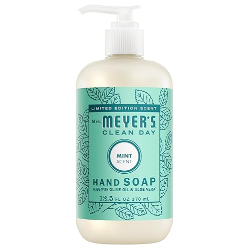 Mrs. Meyer's Clean Day - Jabón de manos, hecho con aceites esenciales, fórmula biodegradable, edición limitada de menta, 12.5 onzas líquidas