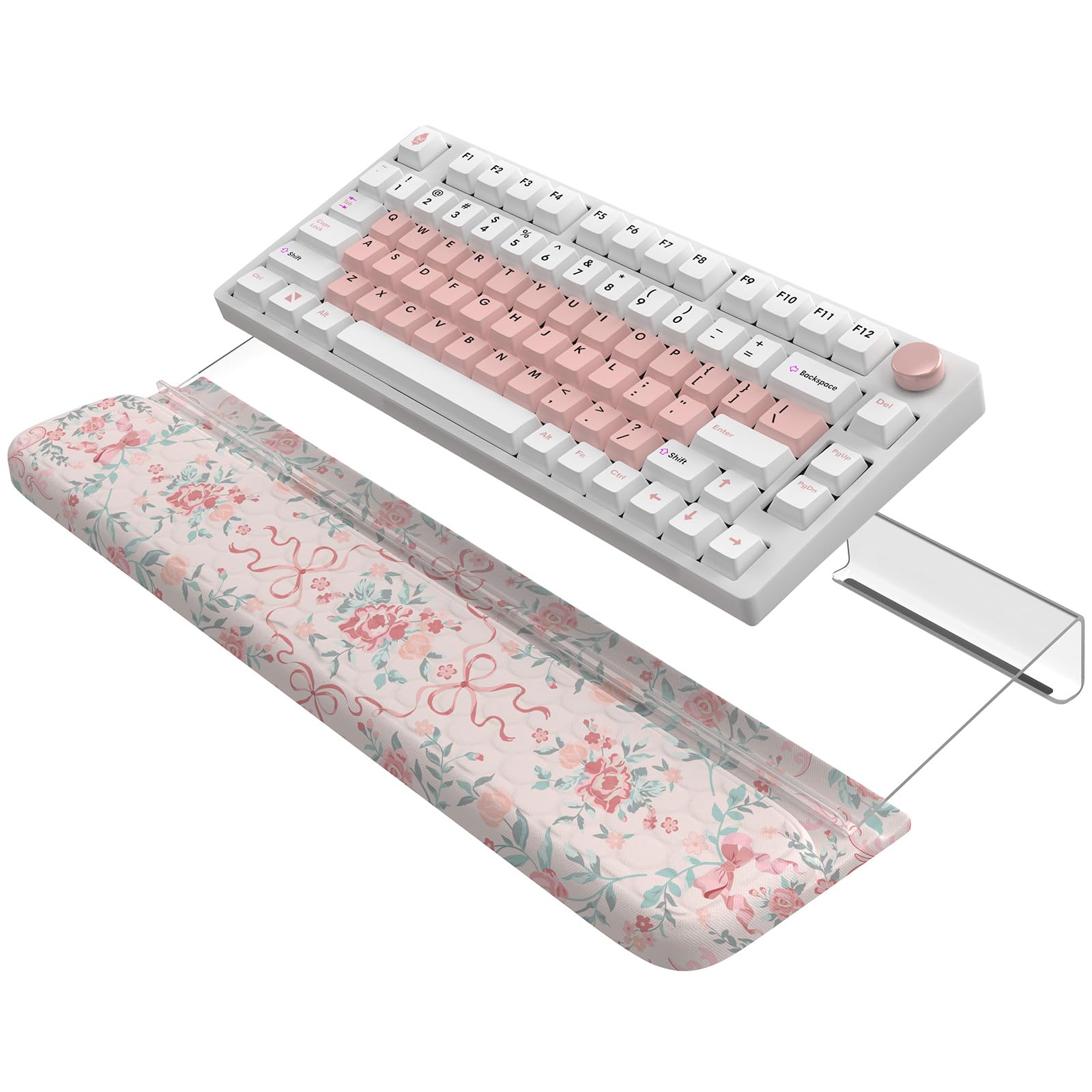 2 in 1 Wrist Support Pad for Keyboard 3-Level Height Adjustment Keyboard Riser for Desk Anti-Fatigue Memory Foam