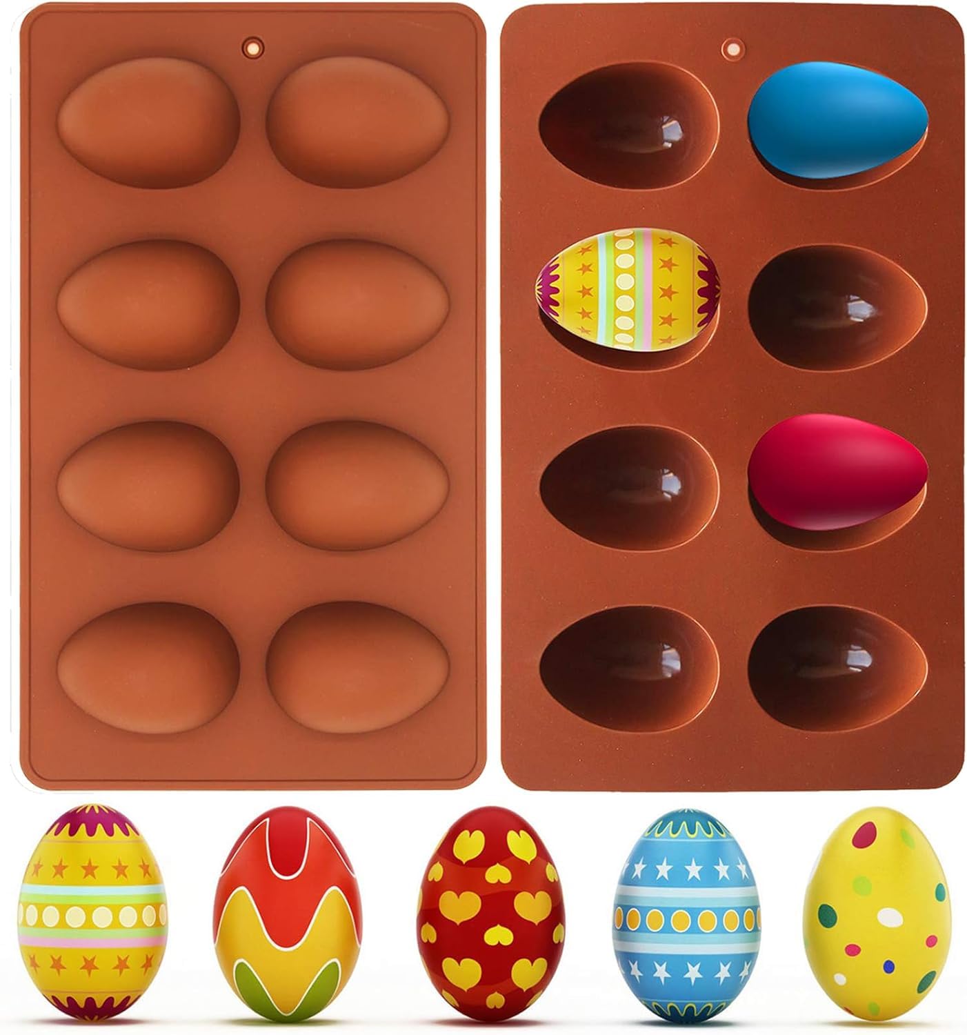Easter Egg Silicone Mold 8-Cavity Chocolate Candy Molds for Cake Decorating, Egg Shaped Baking Mould for Soap Making, Truffles Chocolate, Candy, Jelly, Desserts, Ice Tray Backing Set-picture-10