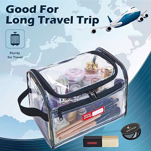 Miniatura 2 de Rough Enough - Bolsa de aseo transparente grande y transparente organizador de maquillaje bolsa de lavado kit de equipaje con cremallera para