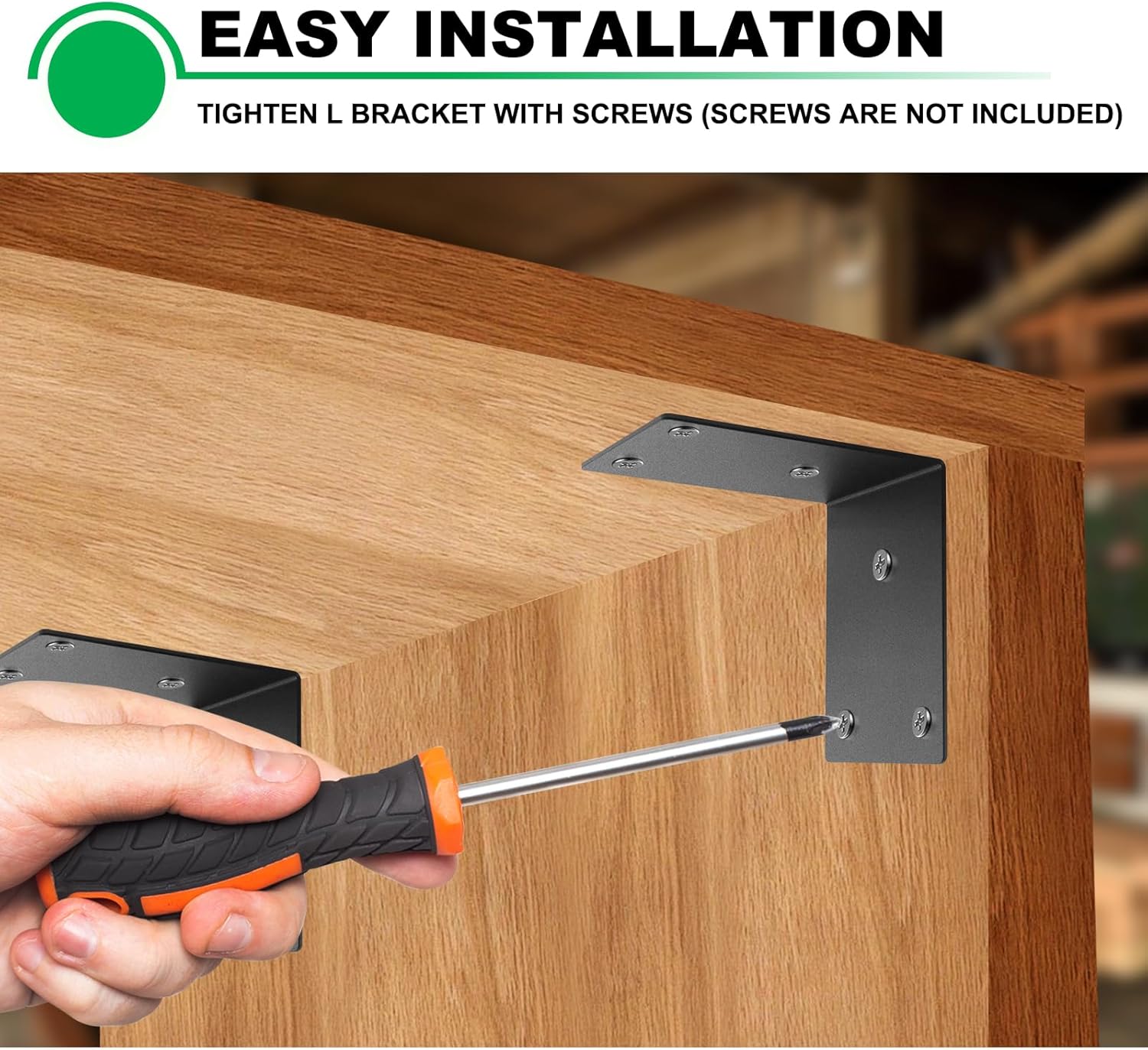 4 Pack Heavy Duty Corner Angle Brackets for Outdoor Framing 8" x 6" 90 Degree Thickness 3mm(1/8"), L Bracket for Wood 6X6