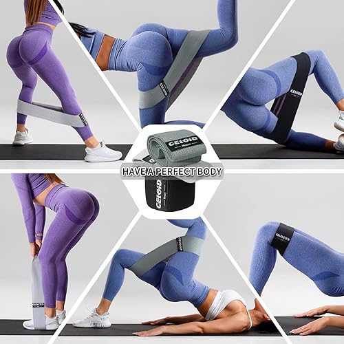 Miniatura 7 de Juego de bandas de resistencia, bandas de ejercicio con diseño antideslizante para caderas y glúteos, bandas de entrenamiento de 3 niveles para