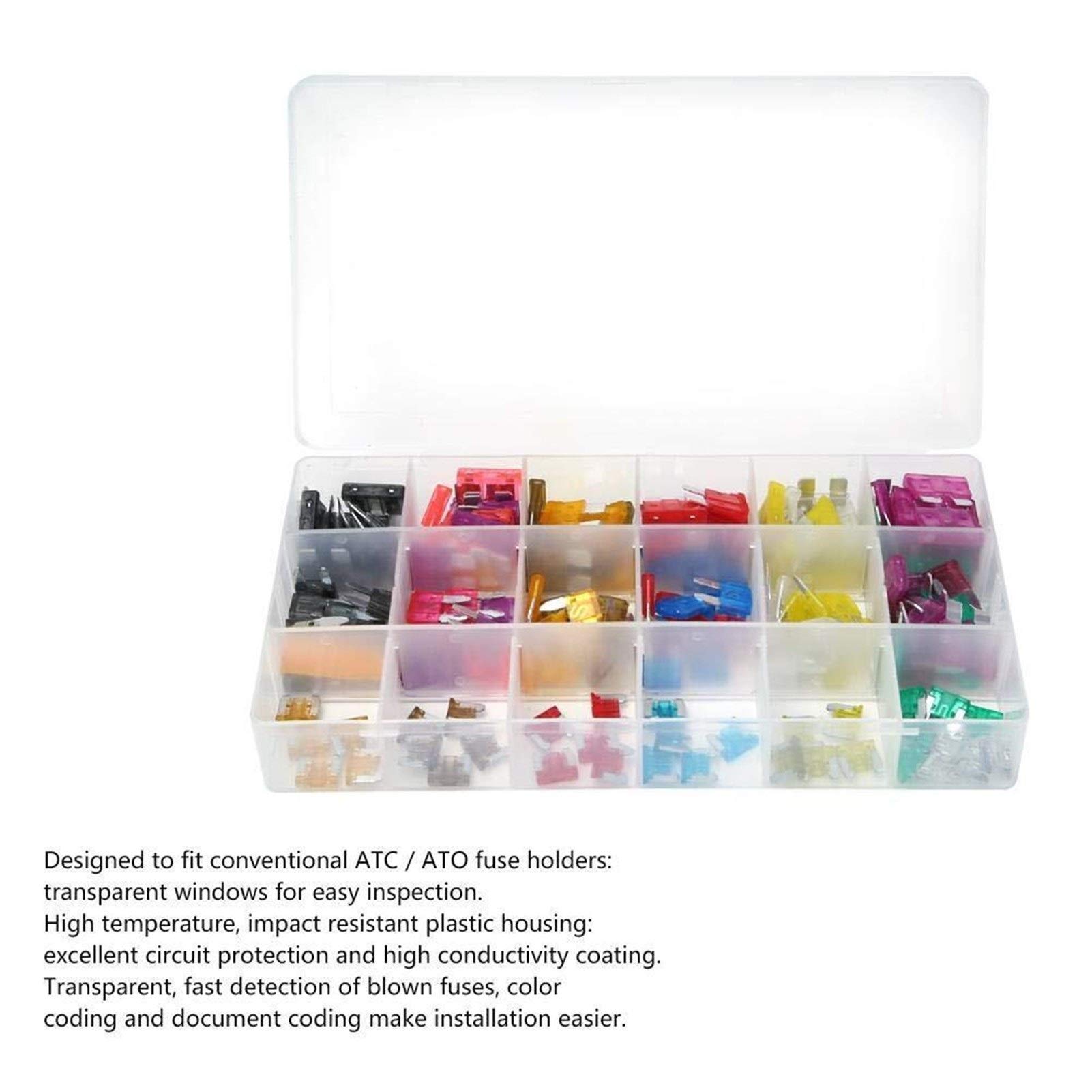 165-teiliges Auto-Sicherungs-Sortiment-Set, Flachsicherungseinsatz, Typ Aluminium, mittelgroß, klein, Mini-Größe, Auto-Sicherungs-Sortiment-Set, Motorrad, LKW, SUV, Kfz-Ersatzsiche