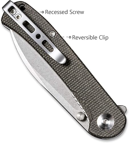 Miniatura 4 de SENCUT Scepter - Cuchillo de bolsillo Flipper, cuchillos plegables ligeros con clip de bolsillo reversible para EDC al aire libre SA03B (negro)