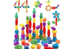 44PCS Sensory Toddler Wooden Stacking Rocks Toys for Boys & Girls
