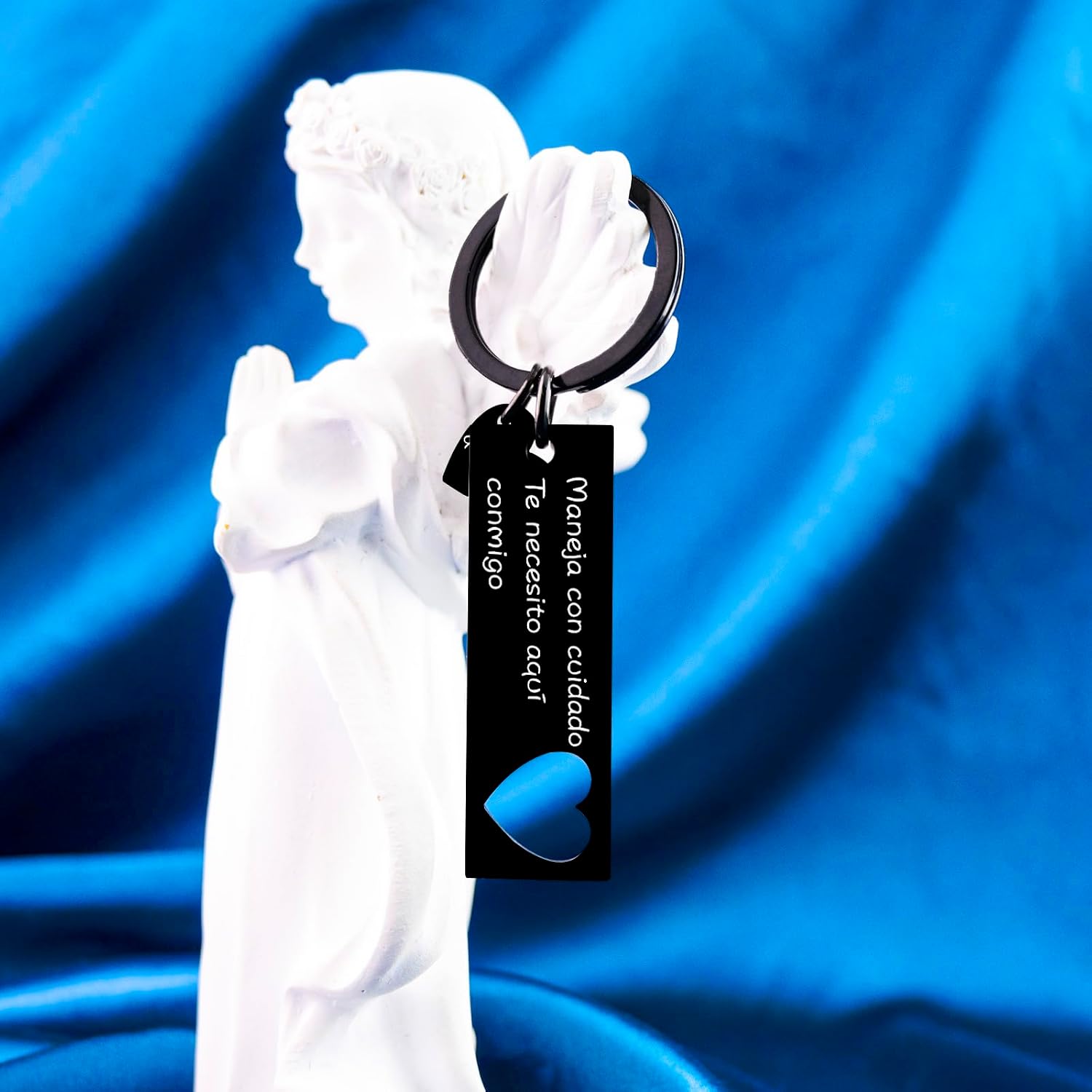 Maneja Con Cuidado Te Necesito Aqui Conmigo Llavero Drive Safe Keychain for Him, I Love You Te Quiero Pendant, Personalized Spanish Birthday Valentine Day Gifts for Him Men Boyfriend Husband