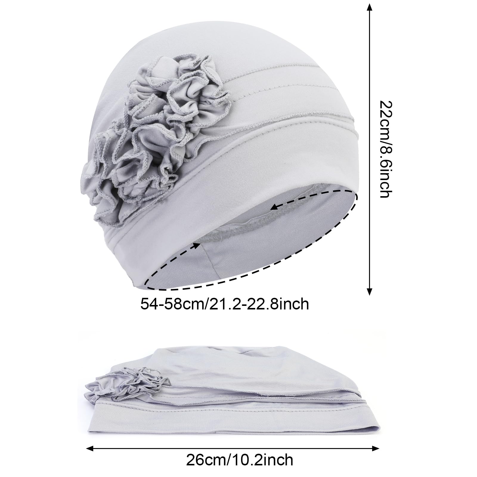 XEPST 4 Pieces Chemo Headwear for Women, Turbans Cap Beanie Hat Head Wraps Hair Coverings for Women, Women's Sleep Caps Chemo Cancer Hat with Flower Design