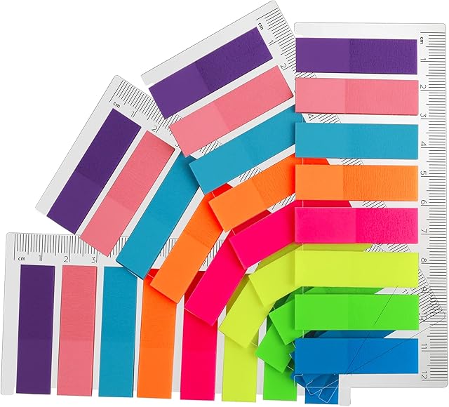 640Pcs Neon Small Index Flags, FANDAMEI Plastic Index Tabs as Revision Tabs Page Marker File Tabs, 8 Colors of Book Tags Stickers Thin Sticky Notes in School Office, Multicolour Index Notes Tabs Flags