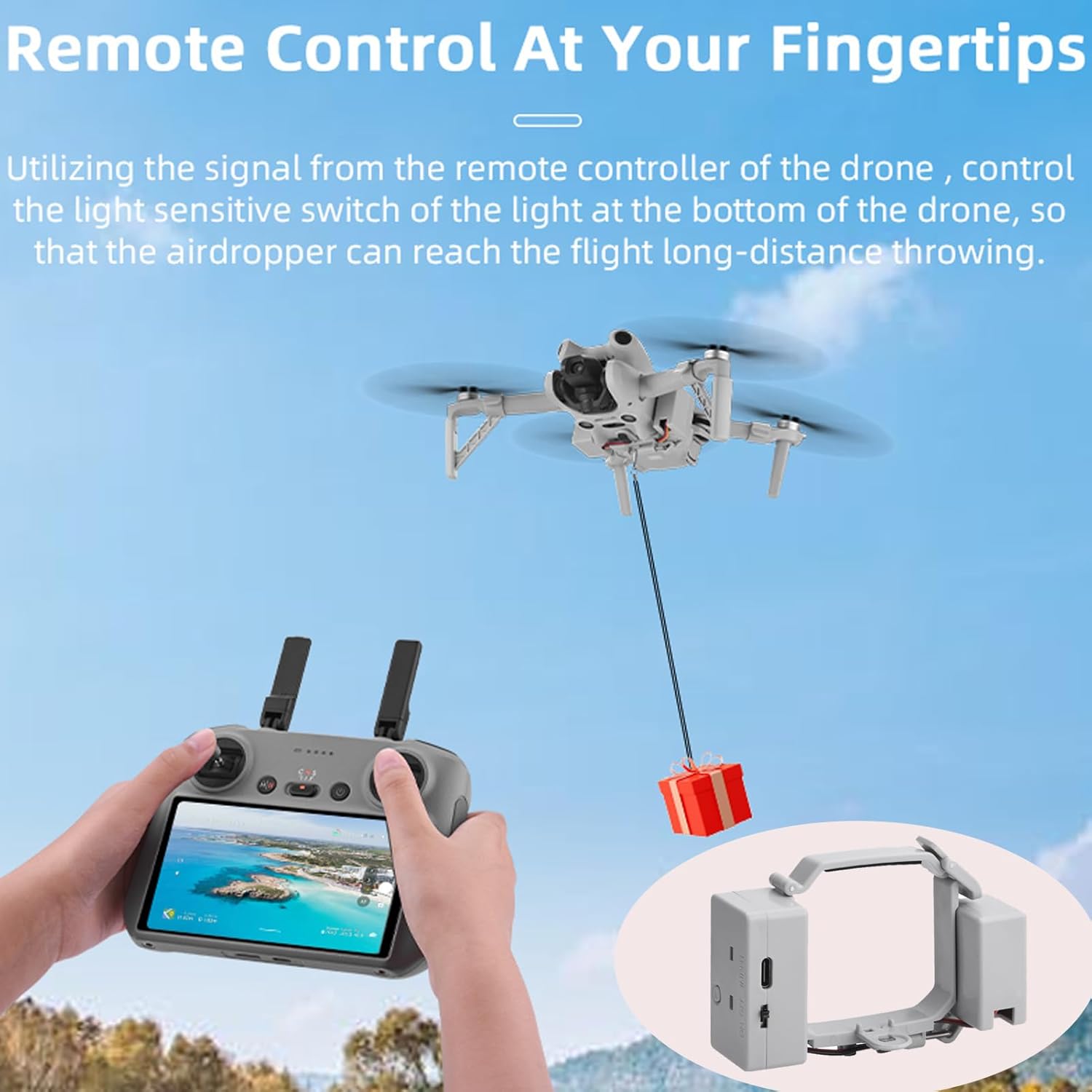 Mini 4 Pro Airdrop System Device with Landing Gear for DJI Mini 4 Pro Drone Dropper Thrower Clip Payload Delivery Transport Dropping Release for Fishing Line Bait Release,Wedding Clip,Search&Rescue