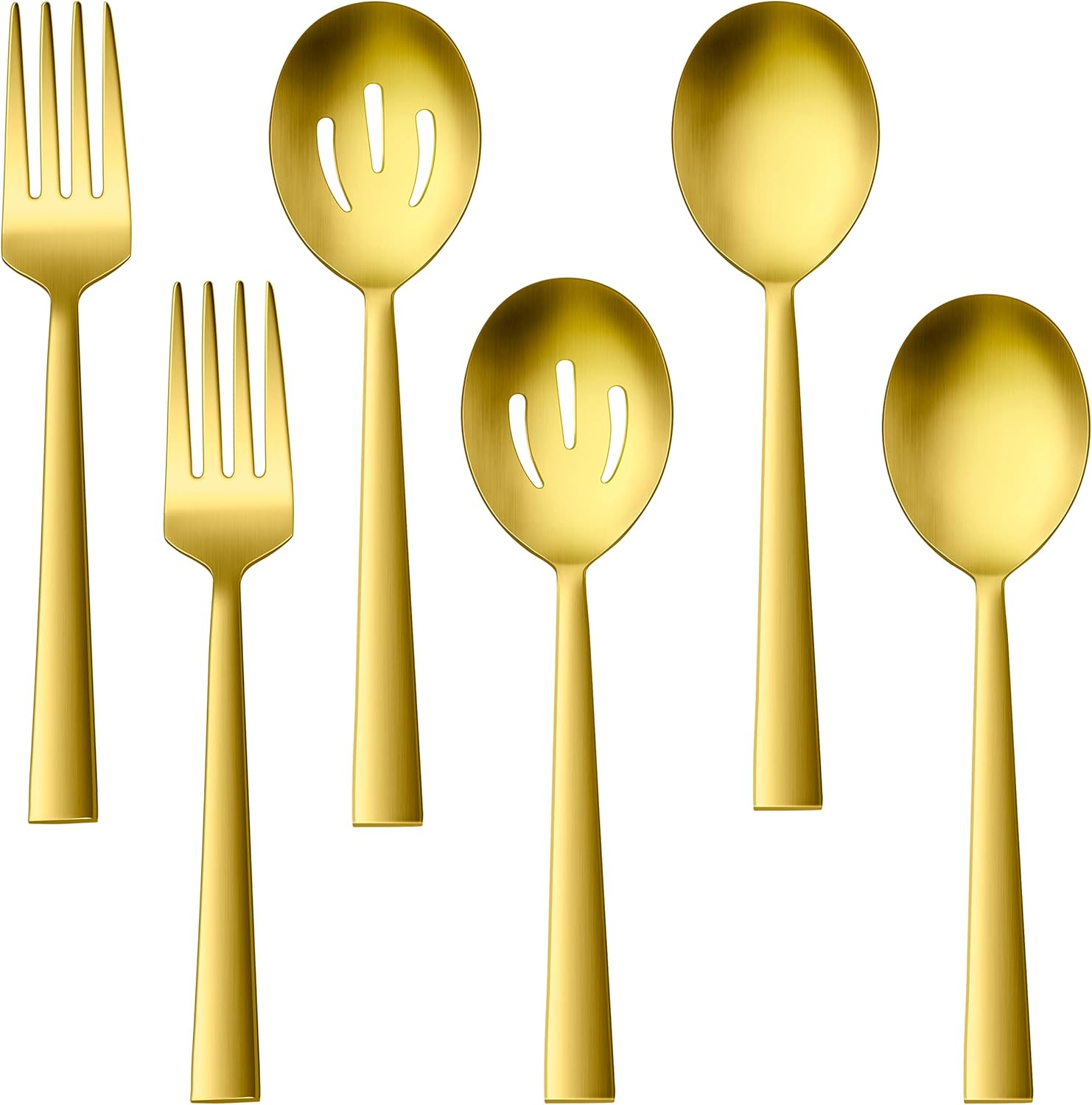 Matte Gold Serving Utensils Set of 6, Efar Stainless