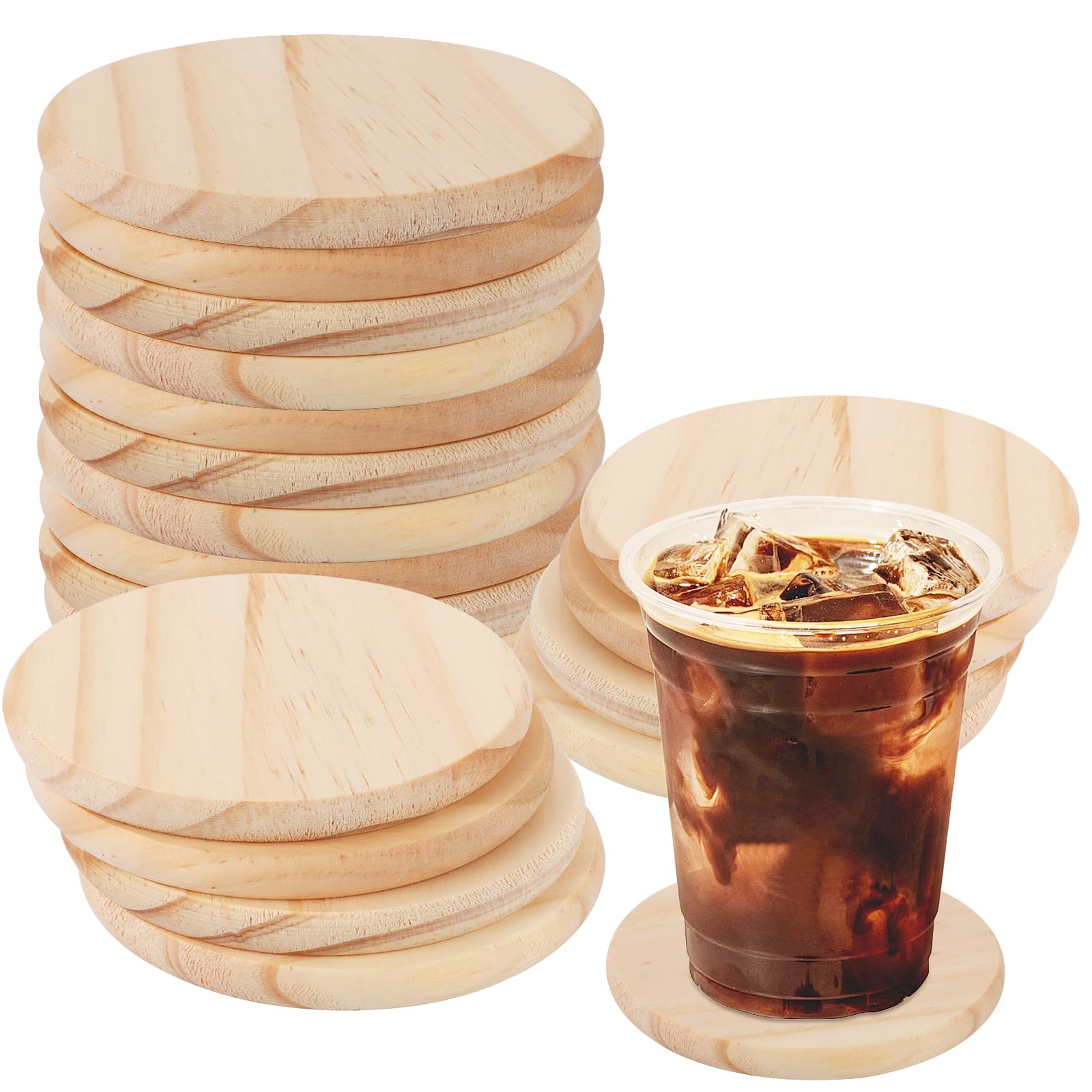 MEIDIV 50PCS Wooden Coasters for Craft 10cm Round Wood Coasters Bulk