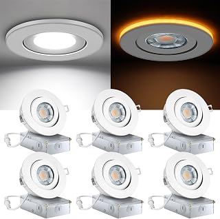 KnLnny Ware 4 Inch Spot Lights Indoor with Night Light, Outdoor Recessed Lighting with Junction Box, 9W 750LM Dimmable ETL Listed, Airtight, 5CCT Selectable