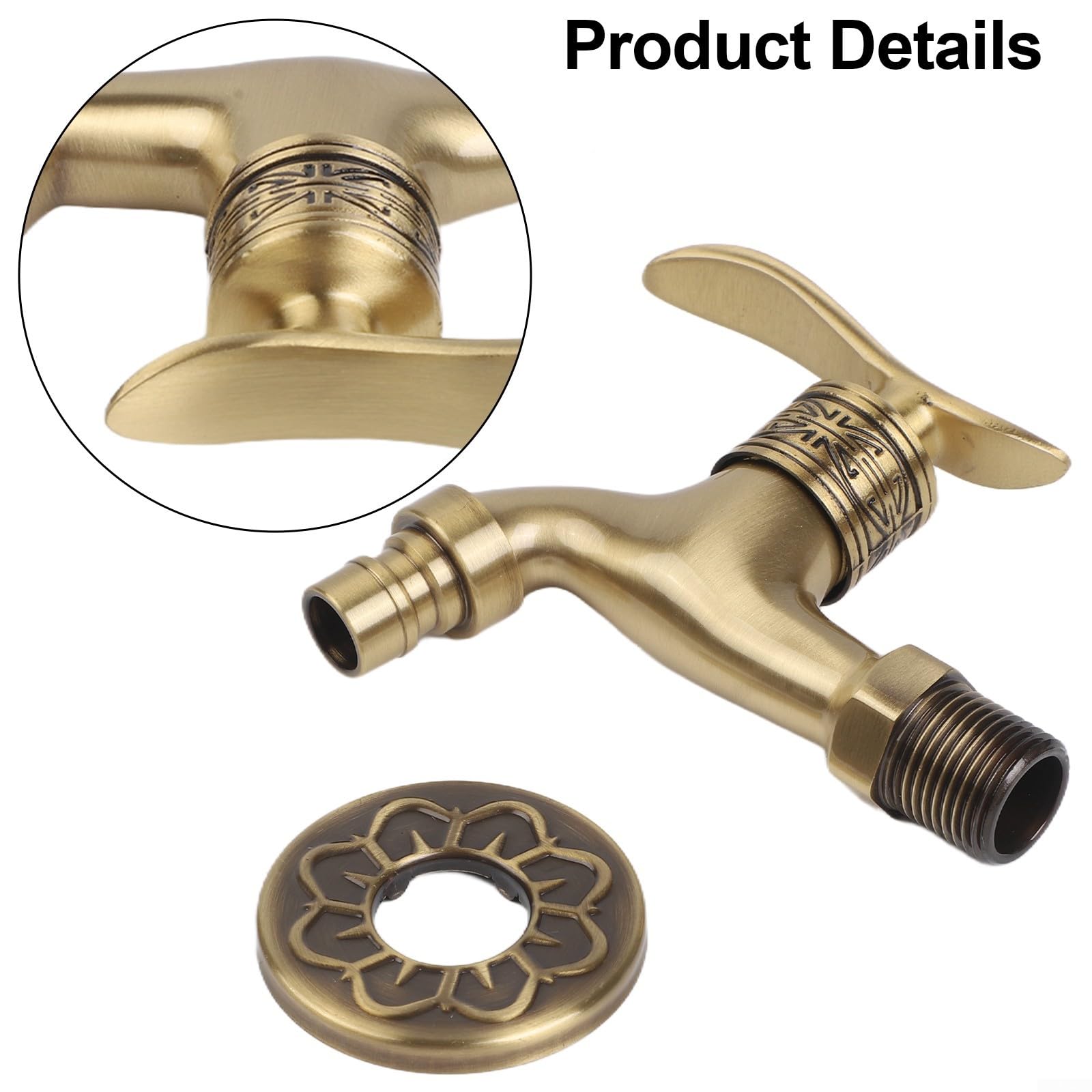 Grifo de Agua fría de latón con Rosca de Entrada G1/2 para Montaje en Pared. Adecuado para lavadoras, grifos Exteriores y Uso doméstico.